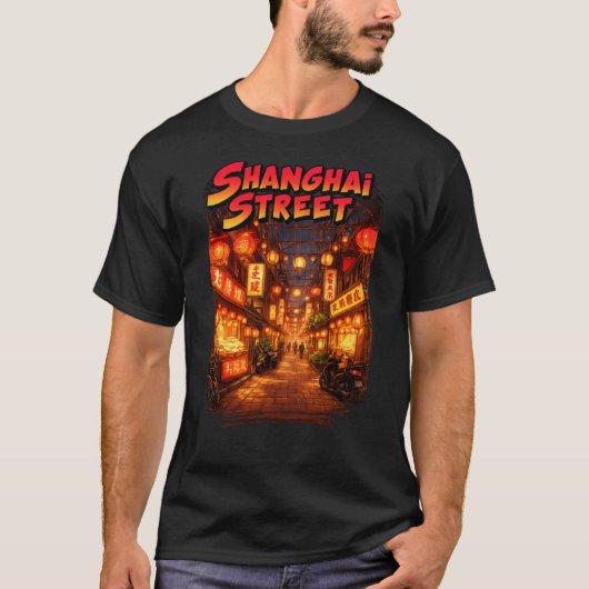 Shanghai Straat Nachtleven Retro Reis T-Shirt (Voorkant)