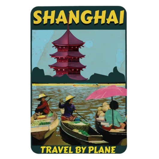 Shanghai vintage reisposter magneet (Verticaal)