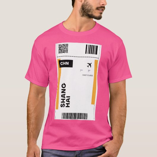 Shanghai vliegticket ontwerp - Geïnspireerd reizen T-shirt (Voorkant)