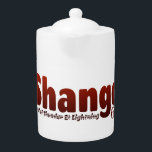Shango Theepot<br><div class="desc">Naam Shango,  zijn titel en zijn nummer.</div>