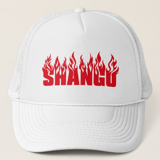 Shango vrachtwagenhoed, allemaal wit trucker pet (Voorkant)