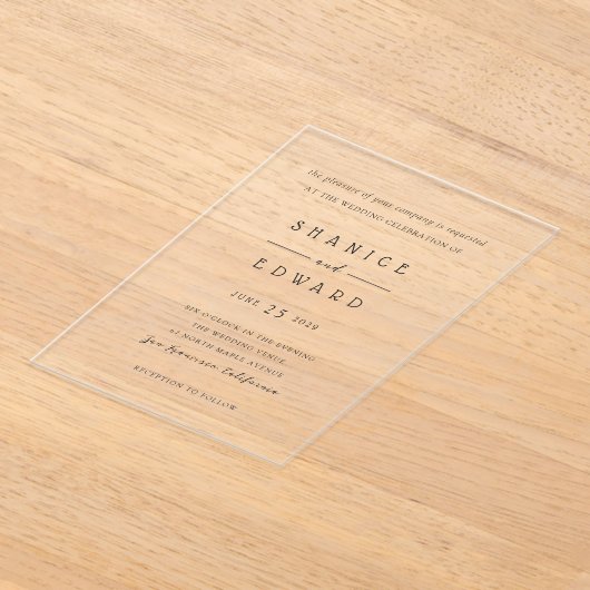 Shanice Modern Wedding Acryl Uitnodigingen (Laagn)