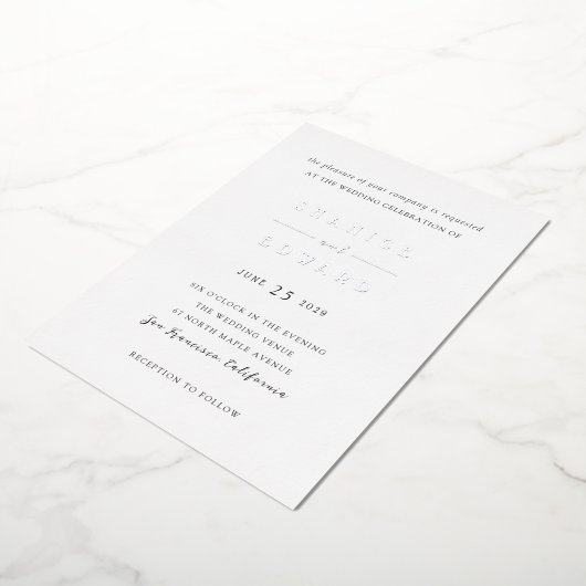 Shanice Modern Wedding Folie Uitnodiging (Gedraaid)