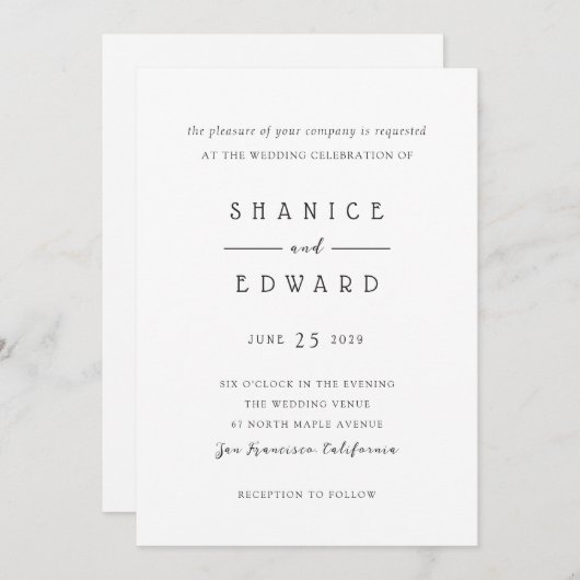Shanice Modern Wedding Kaart (Voorkant / Achterkant)