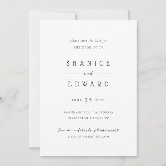 Shanice Modern Wedding Save The Date (Voorkant)