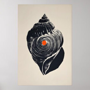 Shankha-kunstprint, minimalistische conchschaal (b poster