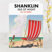 Shanklin Beach eiland wight reisposter. Kaart (Gele Bloem)