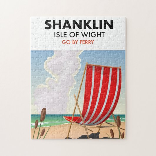 Shanklin Beach eiland wight reisposter. Legpuzzel (Verticaal)