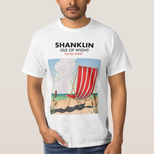 Shanklin Beach eiland wight reisposter. T-shirt (Voorkant)