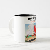 Shanklin Beach eiland wight reisposter. Tweekleurige Koffiemok (Voorkant links)