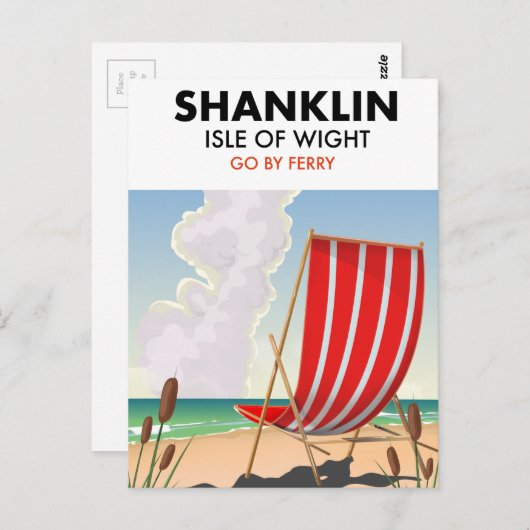 Shanklin Beach is een reisposter. Briefkaart (Voorkant / Achterkant)