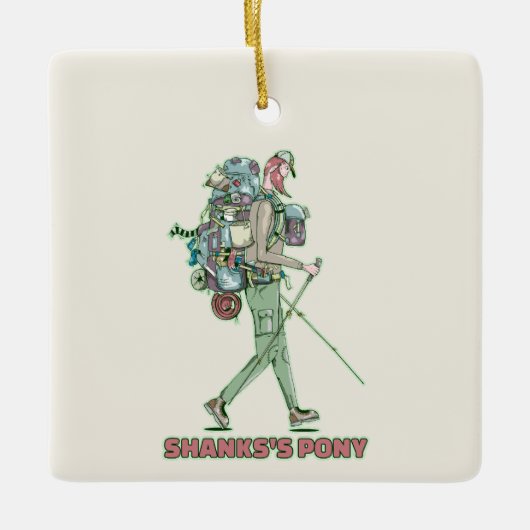 Shanks's pony grappige wandelaar keramisch ornament (Voorkant)