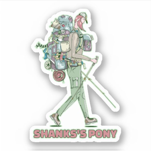 Shanks's pony grappige wandelaar sticker (Voorkant)