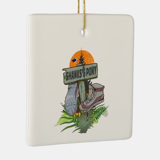 Shanks's pony oude wandelschoenen keramisch ornament (Rechts)