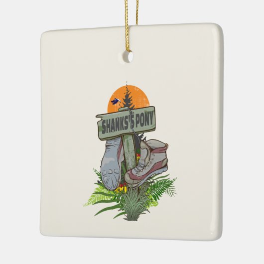 Shanks's pony oude wandelschoenen keramisch ornament (Links)