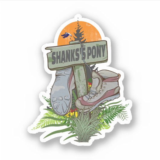 Shanks's pony oude wandelschoenen sticker (Voorkant)