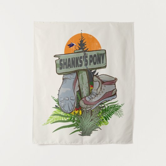 Shanks's pony oude wandelschoenen wandkleed (Voorkant)