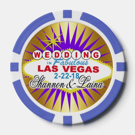 Shannon2 paarse rode bruiloft Vegas poker chip (Voorkant)