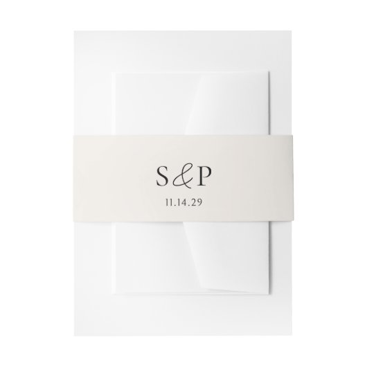 Shannon Beige Elegant Wedding Uitnodigingen Wikkel (Voorkant Voorbeeld)