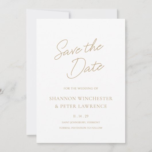 Shannon Gold Elegant Wedding Save The Date (Voorkant)