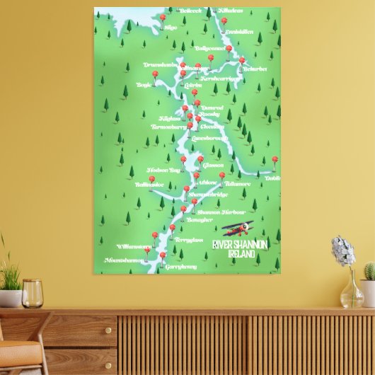 Shannon Ireland Map Canvas Afdruk (Insitu (Woonkamer))