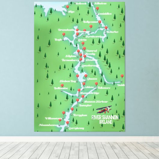 Shannon Ireland Map Canvas Afdruk (Insitu (Houten vloer))