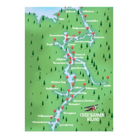 Shannon Ireland Map Foto Afdruk (Voorkant)