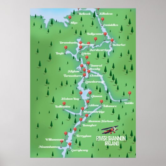Shannon Ireland Map Poster (Voorkant)