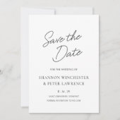 Shannon zwart en wit elegante bruiloft save the date (Voorkant)