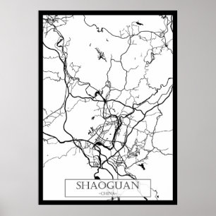 Shaoguan China Stadkaart Poster
