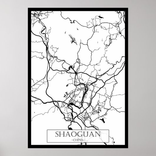 Shaoguan China Stadkaart Poster (Voorkant)