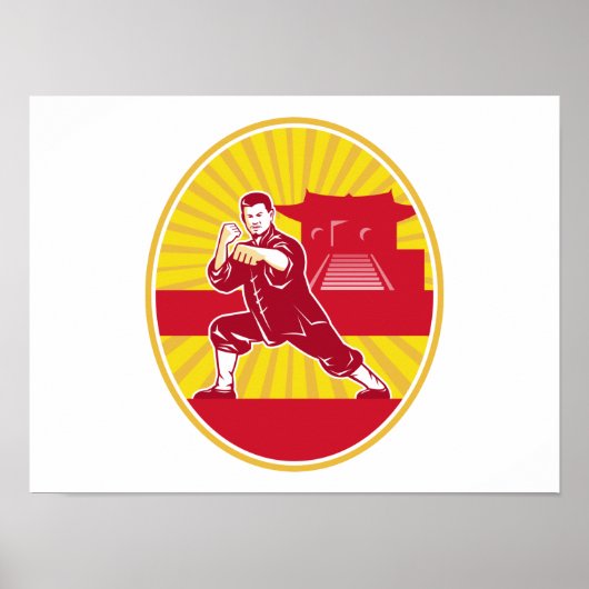 Shaolin Kung Fu Martial Arts Master Retro Poster (Voorkant)