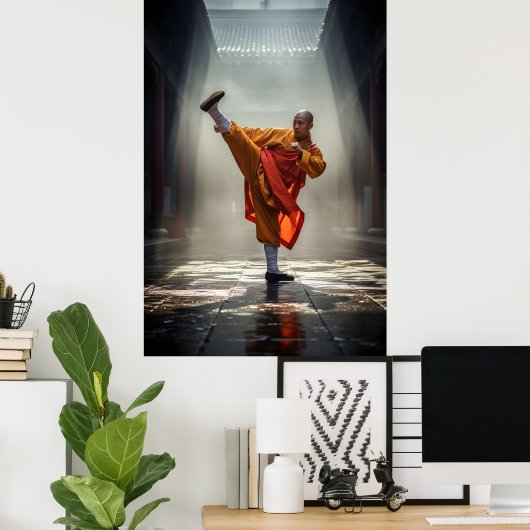 Shaolin Kung Fu Warrior Poster (Thuiskantoor)