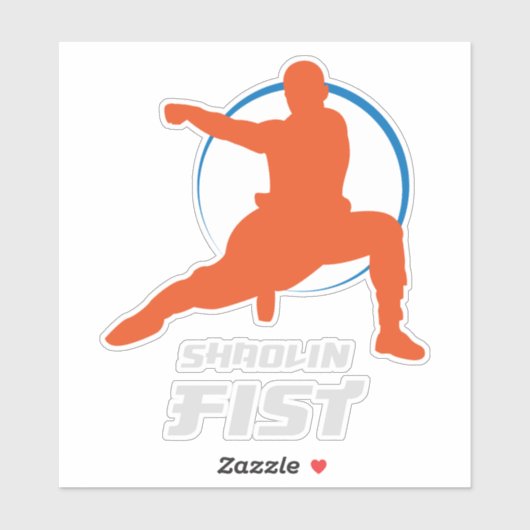 Shaolin Vuist Kung Fu Krijger Sticker (Vel)