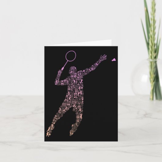 Shape Collage Silhouette Badminton Player Shirt Ba Kaart (Voorkant)