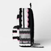 “Shapes of Tomorrow” Black, White & Pink Wavy  Bedrukte Rugzak (Rechts)