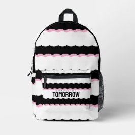 “Shapes of Tomorrow” Black, White & Pink Wavy  Bedrukte Rugzak