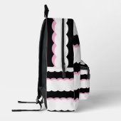 “Shapes of Tomorrow” Black, White & Pink Wavy  Bedrukte Rugzak (Links)