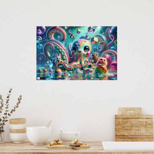 Shapeshifting Candyland Octopus Poster (Keuken)