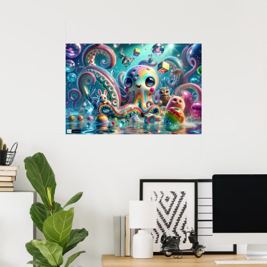 Shapeshifting Candyland Octopus Poster (Thuiskantoor)