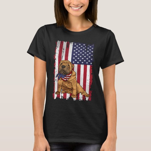Shar Pei Amerikaanse vlag 1 T-shirt (Voorkant)