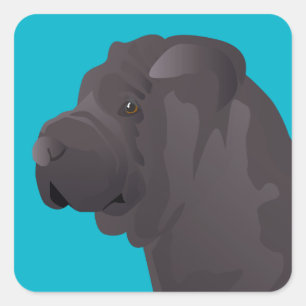 Shar Pei Basic Design Sjablonen Vierkante Sticker