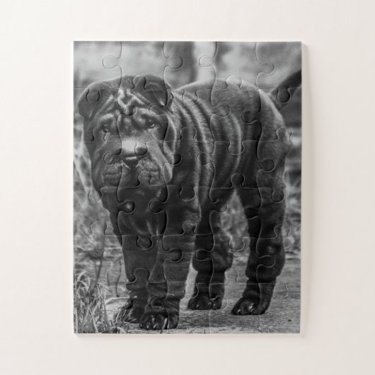 SHAR PEI BLACK DOG JIGSAW PUZZLE LEGPUZZEL (Verticaal)