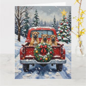 Shar Pei Christmas Red Truck Holiday Kaart (Gele Bloem)