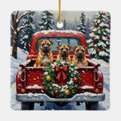Shar Pei Christmas Red Truck Holiday Keramisch Ornament (Achterkant)