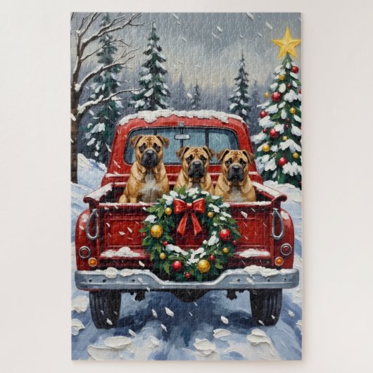 Shar Pei Christmas Red Truck Holiday Legpuzzel (Verticaal)