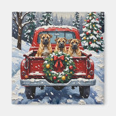 Shar Pei Christmas Red Truck Holiday Magneet (Voorkant)