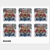 Shar Pei Christmas Red Truck Holiday Vierkante Sticker (Vel)