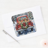 Shar Pei Christmas Red Truck Holiday Vierkante Sticker (Envelop)