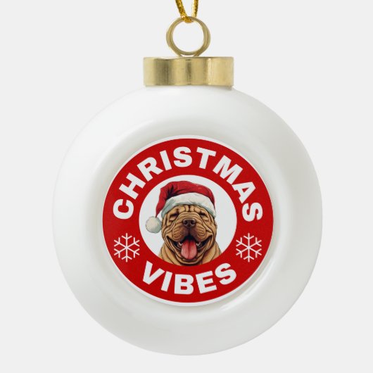 Shar-Pei Christmas Vibes Keramische Bal Ornament (Voorkant)